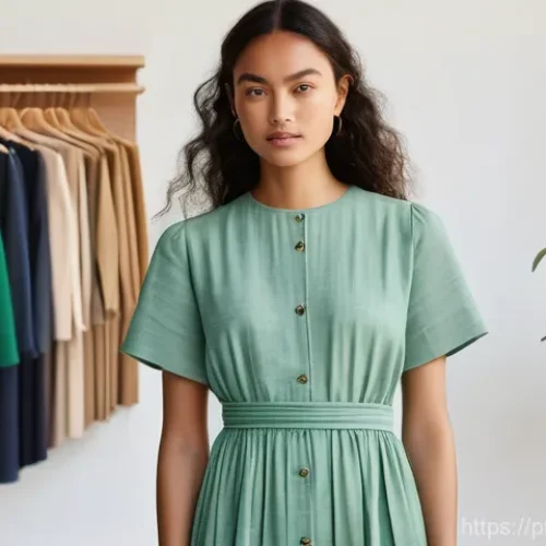 Home 22 의류기술 이론 시험 대비 팁 - **Prompt 1: "Sustainable Fashion of the Future"**
A stylish young woman, approximately 25 years ...