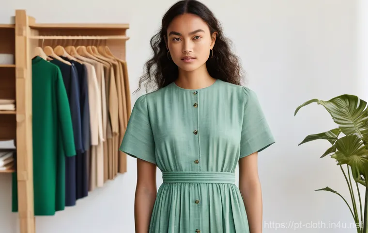 의류기술 이론 시험 대비 팁 - **Prompt 1: "Sustainable Fashion of the Future"**
A stylish young woman, approximately 25 years ...